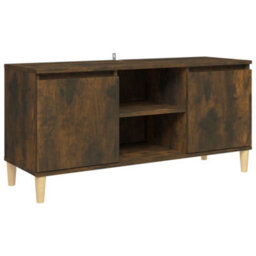 Berkfield Sturdy Tv Cabinet With Solid Wood Legs Smoked Oak 103.5X35X50 Cm - thumbnail 1