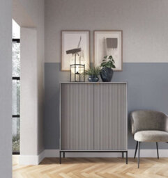 Arte Elegant Nova Highboard Cabinet H1250mm W1040mm D390mm In Grey Matt - Modern Storage Solution - thumbnail 3