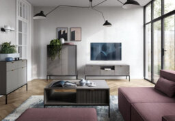Arte Elegant Nova Highboard Cabinet H1250mm W1040mm D390mm In Grey Matt - Modern Storage Solution - thumbnail 4