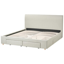 Beliani Bed With Storage Drawers Fabric Soutrin 180 X 200 Cm (Eu Super King) Beige - thumbnail 6
