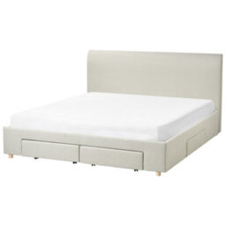 Beliani Bed With Storage Drawers Fabric Soutrin 180 X 200 Cm (Eu Super King) Beige - thumbnail 5