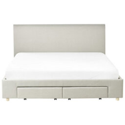 Beliani Bed With Storage Drawers Fabric Soutrin 180 X 200 Cm (Eu Super King) Beige - thumbnail 7