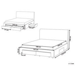 Beliani Bed With Storage Drawers Fabric Soutrin 180 X 200 Cm (Eu Super King) Beige - thumbnail 3