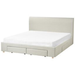 Beliani Bed With Storage Drawers Fabric Soutrin 180 X 200 Cm (Eu Super King) Beige - thumbnail 4