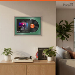 "AK Frames 25X17"" Rose Gold Modern Vinyl Record Frame With Emerald Mount For 12 Inch Lp Cover & Disc - Overlapped Design" - thumbnail 5