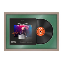 "AK Frames 25X17"" Rose Gold Modern Vinyl Record Frame With Emerald Mount For 12 Inch Lp Cover & Disc - Overlapped Design"