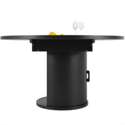 Abrihome Extendable Round Dining Table, Round To Oval For Up To 6 Guests, Walnut/black, 118-158Cm - thumbnail 7