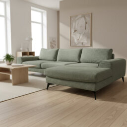 Abakus Direct Venice Chenille Corner Sofa In Sage Green Right Facing With Deep Seats And Extra-Wide Padded Arms - thumbnail 4