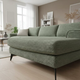 Abakus Direct Venice Chenille Corner Sofa In Sage Green Right Facing With Deep Seats And Extra-Wide Padded Arms - thumbnail 3