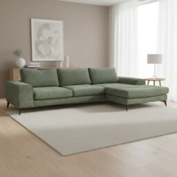 Abakus Direct Venice Chenille Corner Sofa In Sage Green Right Facing With Deep Seats And Extra-Wide Padded Arms - thumbnail 2