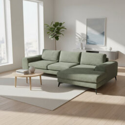 Abakus Direct Venice Chenille Corner Sofa In Sage Green Right Facing With Deep Seats And Extra-Wide Padded Arms - thumbnail 6