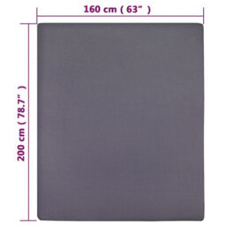 Walplus Jersey Fitted Sheets 2 Pcs Anthracite 160X200 Cm Cotton - thumbnail 5