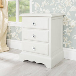Statement Furniture Romance Antique White 3 Drawer French Style Bedside Table With Crystal Handles - thumbnail 2