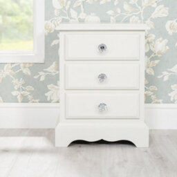 Statement Furniture Romance Antique White 3 Drawer French Style Bedside Table With Crystal Handles - thumbnail 1