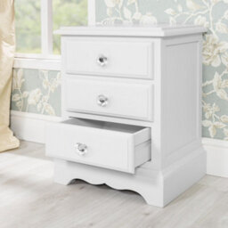 Statement Furniture Romance Antique White 3 Drawer French Style Bedside Table With Crystal Handles - thumbnail 4