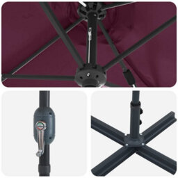 Berkfield Garden Parasol Bordeaux Red Powder-Coated Steel - thumbnail 9