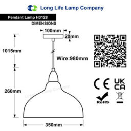 Long Life Lamps Company Industrial Ceiling Rustic Copper Pendant Light Barn Lamp Shade H3128 - thumbnail 2