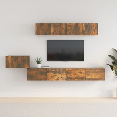 Berkfield 5 Piece Tv Cabinet Set Smoked Oak Engineered Wood - image 1