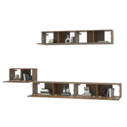 Berkfield 5 Piece Tv Cabinet Set Smoked Oak Engineered Wood - thumbnail 4
