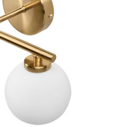Beliani Two-Light Brass Wall Lamp With Frosted White Glass Globes, W32 X D16 X H13 Cm - thumbnail 4