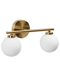 Beliani Two-Light Brass Wall Lamp With Frosted White Glass Globes, W32 X D16 X H13 Cm - thumbnail 3