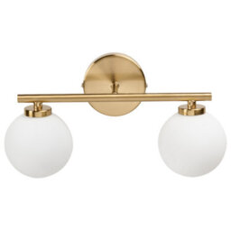 Beliani Two-Light Brass Wall Lamp With Frosted White Glass Globes, W32 X D16 X H13 Cm - thumbnail 2