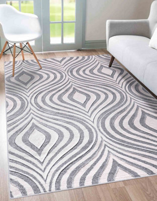 Valencia Modern Ogee Design Carved Area Rugs Silver 200X290 Cm - image 1