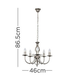 Valuelights Memphis Traditional Style Satin Nickel Barley Twist 5 Way Ceiling Light Chandelier - thumbnail 9