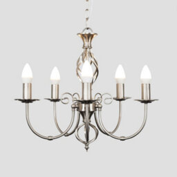 Valuelights Memphis Traditional Style Satin Nickel Barley Twist 5 Way Ceiling Light Chandelier - thumbnail 3