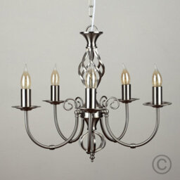 Valuelights Memphis Traditional Style Satin Nickel Barley Twist 5 Way Ceiling Light Chandelier - thumbnail 4