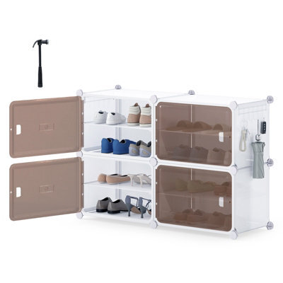 Gainoom Shoe Rack, 4 Tier Shoe Storage Cabinet 16 Pair Plastic Shoe Organizer With Removable Shelves - image 1