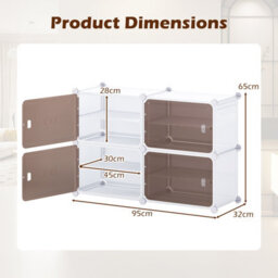 Gainoom Shoe Rack, 4 Tier Shoe Storage Cabinet 16 Pair Plastic Shoe Organizer With Removable Shelves - thumbnail 2