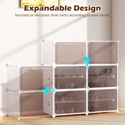 Gainoom Shoe Rack, 4 Tier Shoe Storage Cabinet 16 Pair Plastic Shoe Organizer With Removable Shelves - thumbnail 5