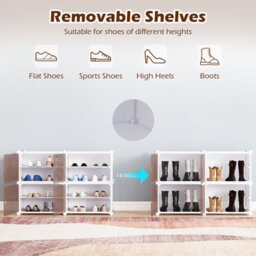Gainoom Shoe Rack, 4 Tier Shoe Storage Cabinet 16 Pair Plastic Shoe Organizer With Removable Shelves - thumbnail 6