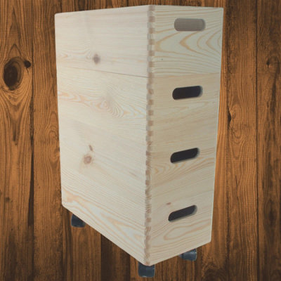 Woodeedoo 4 Tier Wooden Storage Crate Tower On Wheels Stackable Pine Boxes For Kitchen Bathroom Pantry Utility Use 40X20X57.5 Cm - image 1