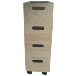 Woodeedoo 4 Tier Wooden Storage Crate Tower On Wheels Stackable Pine Boxes For Kitchen Bathroom Pantry Utility Use 40X20X57.5 Cm - thumbnail 2