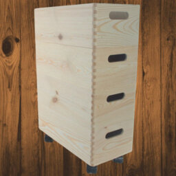 Woodeedoo 4 Tier Wooden Storage Crate Tower On Wheels Stackable Pine Boxes For Kitchen Bathroom Pantry Utility Use 40X20X57.5 Cm - thumbnail 1