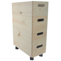 Woodeedoo 4 Tier Wooden Storage Crate Tower On Wheels Stackable Pine Boxes For Kitchen Bathroom Pantry Utility Use 40X20X57.5 Cm - thumbnail 8