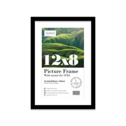 "12X8"" Black Frame With Mount For 10X6"" Pictures 20mm Thin Edge Portrait And Landscape Display With Wall Hooks And Kickstand" - thumbnail 1
