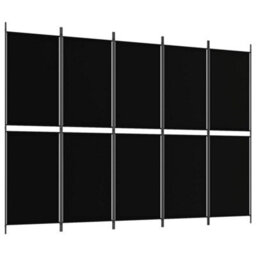 Vidaxl 5-Panel Room Divider Black 250X180 Cm Fabric Room Dividers - thumbnail 2