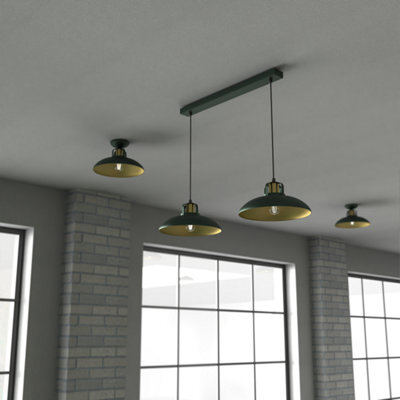 Milagro Felix Green Double Pendant Lamp 2Xe27 The Hand Made High Quality Fittings 29Cm Shades Rugged Industrial Look - image 1