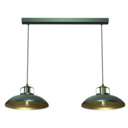 Milagro Felix Green Double Pendant Lamp 2Xe27 The Hand Made High Quality Fittings 29Cm Shades Rugged Industrial Look - thumbnail 5