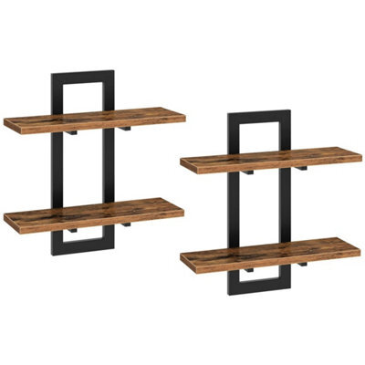 2-Tier Wall Mounted Floating Shelves Set Of 2 Storage - image 1