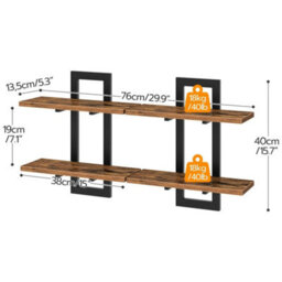 2-Tier Wall Mounted Floating Shelves Set Of 2 Storage - thumbnail 2