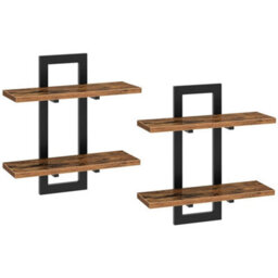 2-Tier Wall Mounted Floating Shelves Set Of 2 Storage - thumbnail 1
