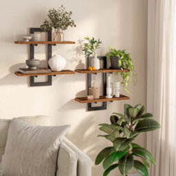 2-Tier Wall Mounted Floating Shelves Set Of 2 Storage - thumbnail 3