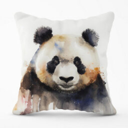 Warren Reed Designer Panda Watercolour Cushions 45Cm X 45Cm - thumbnail 1
