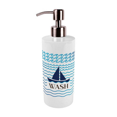 Purely Home Sailing Boats Stainless Steel Soap Dispenser - Pump Action Refillable Bathroom & Kitchen Décor - image 1