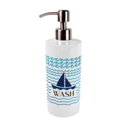 Purely Home Sailing Boats Stainless Steel Soap Dispenser - Pump Action Refillable Bathroom & Kitchen Décor