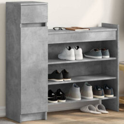 Berkfield Shoe Cabinet Concrete Grey 100.5X28X100 Cm Engineered Wood - thumbnail 1